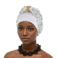 thumbnail image 1 of Nmnitkp Turbans Cap Rhinestone Headwrap Beanie Pre Tied Head Cover Bonnet Women Muslim Stretchy Pleated Headscarf Hat White, 1 of 2