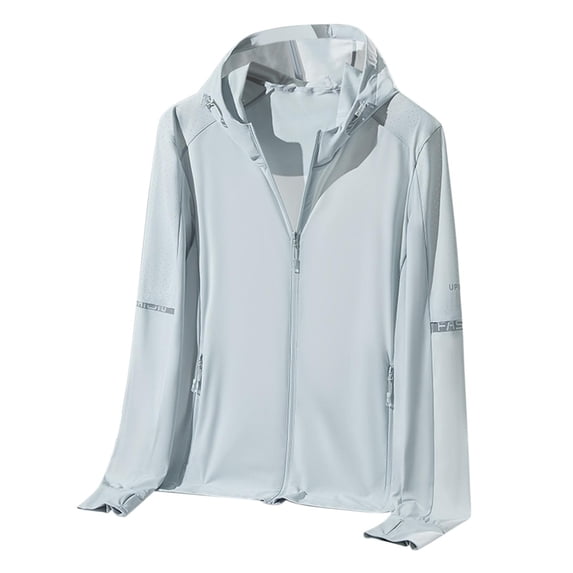 Nmnitkp UPF 50 Long Sleeve Men Cool & Breathable Light Jacket Full Zip Sun Protection Hoodie Long Sleeve Sun Shirts for Men Hiking Fishing Zip Pockets
