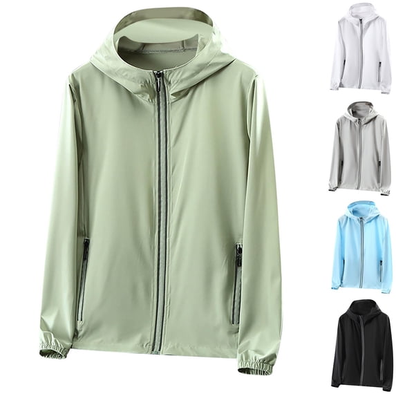 Nmnitkp UPF 50 Long Sleeve Men Cool & Breathable Light Jacket Full Zip Sun Protection Hoodie Long Sleeve Sun Shirts for Men Hiking Fishing Zip Pockets