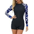 thumbnail image 1 of Nmnitkp UPF 50+ Modest Long Sleeve Swimsuits for Women Floral Zipper High Neck Bathing Suit Rash Guard Surfing One Piece Swimwear, 1 of 7