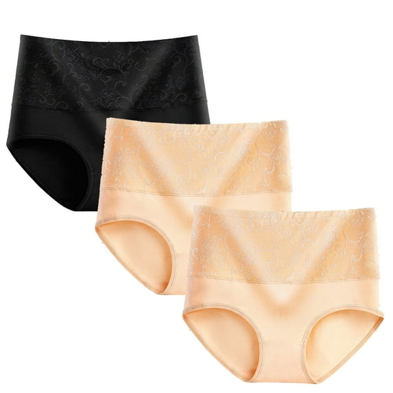 Nmnitkp Underwear Women Pack Comfortable & Breathable Cotton Underwear for Women Ergonomic Design Tummy Control Underwear High Waisted Ladies Panties Full Coverage Briefs 3 PC (Regular & Plus Size)