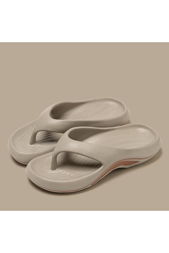 Unisex Cloud Flip Flops Thick Sole Non-Slip EVA Slippers Ergonomic Massage Footbed Beach Slides For Spring Summer 2026 Indoor Outdoor Use Khaki 36-37