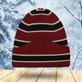 thumbnail image 1 of Nmnitkp Unisex Reversible Knitted Beanie Hat for Men Women Warm Winter Striped Beanies Warmth Beanie Cap Red #01, 1 of 5