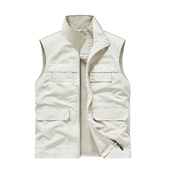 Nmnitkp Vest for Men Durable Men's Casual Lightweight Outdoor Fishing Work Safari Travel Photo Cargo Vest Jacket Multi Pockets(L-5XL)