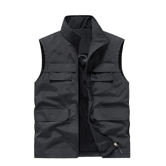 Nmnitkp Vest for Men Durable Men's Casual Lightweight Outdoor Fishing Work Safari Travel Photo Cargo Vest Jacket Multi Pockets(L-5XL)