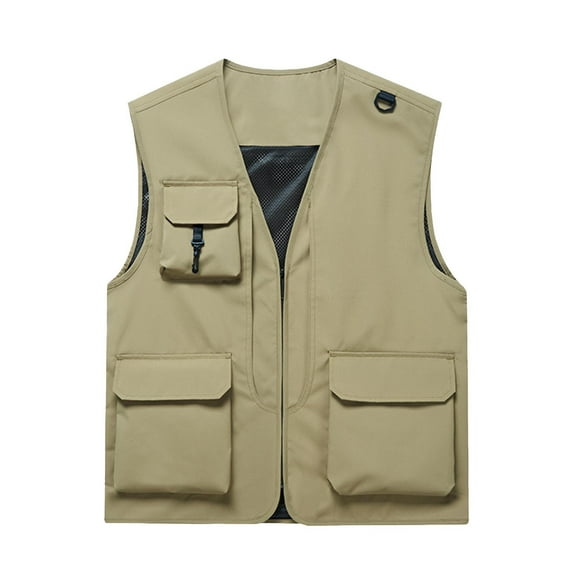 Nmnitkp Vest for Men Durable Men's Casual Lightweight Outdoor Fishing Work Safari Travel Photo Cargo Vest Jacket Multi Pockets(L-5XL)