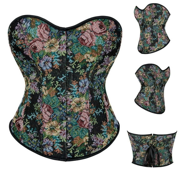 Nmnitkp Vintage Renaissance Corset Top for Women Floral Bustier Lace Up Boned Overbust Lingerie Bodyshaper , Show Nobility Strapless Corset