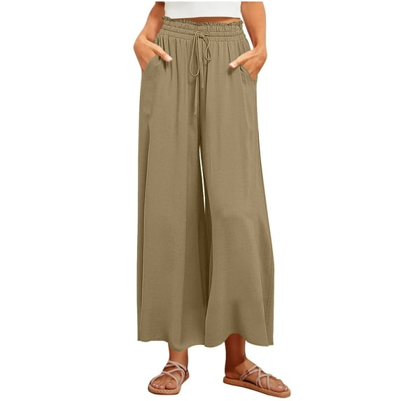 Nmnitkp Wide Leg Palazzo Pants for Women Summer Beach Pants Flowy Loose Casual Lounge Pajama Yoga Pants with Pockets Mint Green,2XL