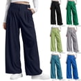 thumbnail image 1 of Nmnitkp Wide Leg Pants Woman Unique Design Solid Color Hanging High Waist Women's Pants Versatile Casual Loose Pants Black,L, 1 of 9