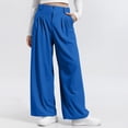 thumbnail image 1 of Nmnitkp Wide Leg Pants Woman Unique Design Solid Color Hanging High Waist Women's Pants Versatile Casual Loose Pants Blue,M, 1 of 9