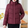 thumbnail image 1 of Nmnitkp Winter Coats for Women Puffer Jacket, Quilted Down Cropped Lightweight without Hood for Snow Warm Red,L, 1 of 8