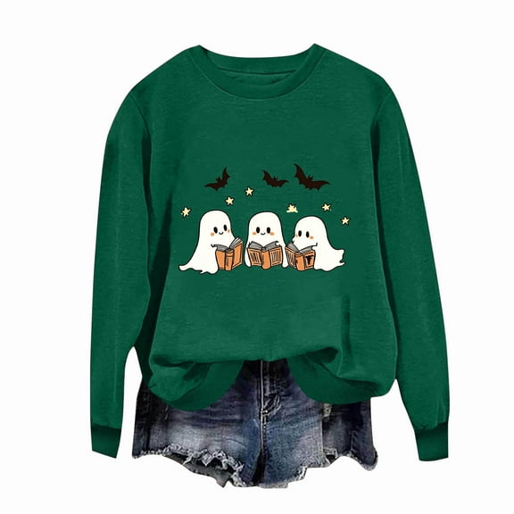 Nmnitkp Women Blouses High-Quality Fabric Women's Tops Round Neck Printed Long Sleeve Hoodless Sweatshirts Fashion And Leisure Top Army Green,XL
