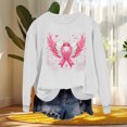 thumbnail image 1 of Nmnitkp Women Breast Cancer Awareness Sweatshirt Pink Ribbon Inspirational Tops Casual Long Sleeve Fall Winter Pullover White,XL, 1 of 5