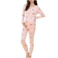 thumbnail image 1 of Nmnitkp Women Maternity Nursing Pajama Set Breastfeeding Sleepwear Set Short Sleeve Top & Pants Postpartum Pajamas M-3XL, 1 of 3