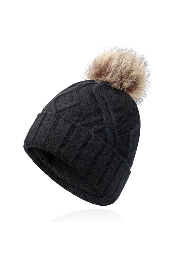 Women/Men Beanie Hats Winter Hats for Women/Men Warm Thermal Fleece Lined, Thick Knit Fashion Skull Cap for Guys Black