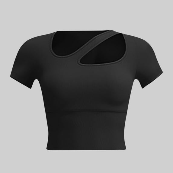 Nmnitkp Women Soft Underwear Lingerie Tops 2 in 1 Built-in Shoulder Pad Short Sleeves Ladies Padded Tank Top Shirt Black,XL