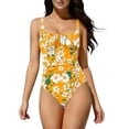 thumbnail image 1 of Nmnitkp Women Swimsuit One Piece Bathing Suit Floral Square Neck Cutout Back Tummy Control with Adjustable Ruffled Spaghetti Straps Swimwear, 1 of 7