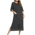 thumbnail image 1 of Nmnitkp Women Zipper Robe 1/2 Sleeves Loungewear Dress Full Length Sleepwear Pockets Housecoat Nightgown Long Bathrobe Soft and Skin-Friendly Robes for Women, 1 of 6