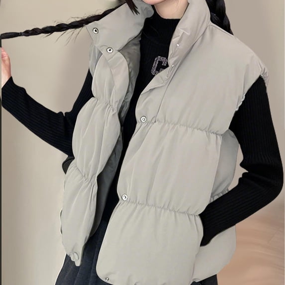 Nmnitkp Women's 2026 Fall Spring Vest Casual Sleeveless Zip Up Jacket Trendy Coat Outerwear Winter Coats for Women Gray,M