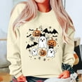 thumbnail image 1 of Nmnitkp Women's 2025 Halloween Oversized Sweatshirt Fall Crewneck Long Sleeve Shirts Casual Pullover Hoodless Sweatshirts Beige,2XL, 1 of 3