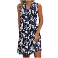thumbnail image 1 of Nmnitkp Women's Beach Dress Summer Floral Print Short Sleeve V Neck Beach Mini Dress Casual Boho Swing Loose Vacation Dress, 1 of 5