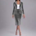 thumbnail image 1 of Nmnitkp Women's Business Skirt Suit Set 2 Piece Office Outfits Notched Lapel Blazer and Pencil Skirt Gray,M, 1 of 7