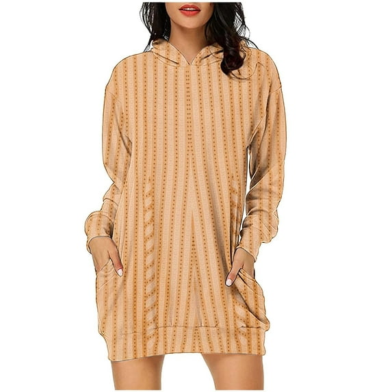 Nmnitkp Women's Casual Striped Pullover Hoodie Dress Short Sleeve Fashion Gradient Print Sundress Elegant Tunic Tshirt Dresses Popular Style Dress with Pocket