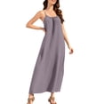 thumbnail image 1 of Nmnitkp Women's Dresses Sleeveless Spaghetti Strap Backless Solid Color Maxi Dress, Casual Loose Fit Summer Beach Vacation Loungewear with Adjustable Tie Back Fashion Dress Purple,L, 1 of 9