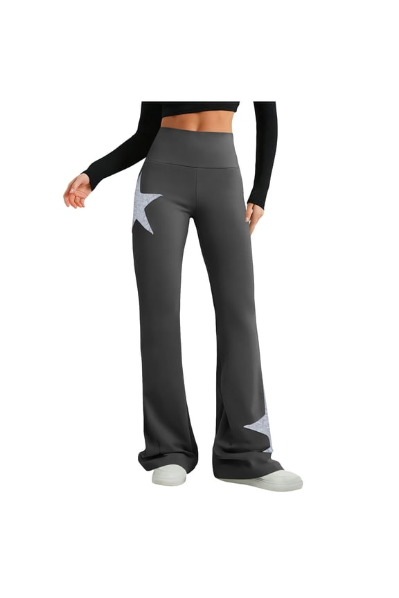 Women's Flare Leggings High Waisted Yoga Streetwear Sweatpants Loose Wide Leg Joggers Star Print Pants Trousers