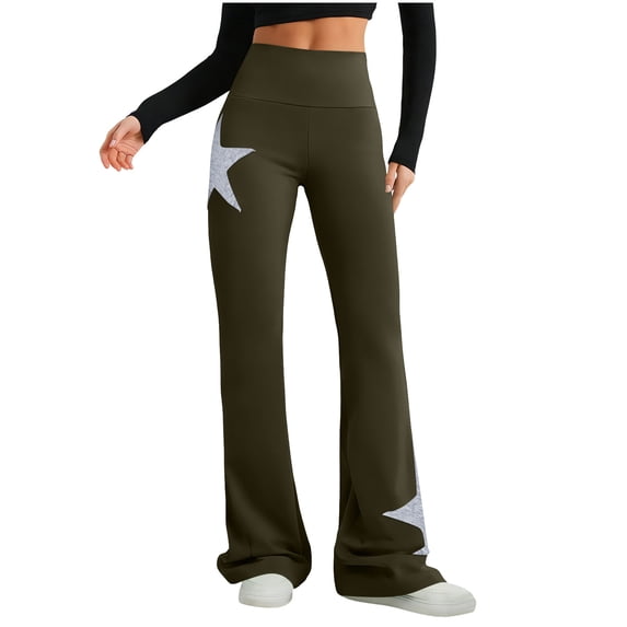 Nmnitkp Women's Flare Leggings High Waisted Yoga Streetwear Sweatpants Loose Wide Leg Joggers Star Print Pants Trousers