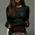 thumbnail image 1 of Nmnitkp Women's Mesh Tops Shirts Long Sleeve Bodycon Sheer Blouse Clubwear Black,L, 1 of 3