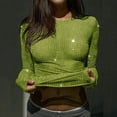 thumbnail image 1 of Nmnitkp Women's Mesh Tops Shirts Long Sleeve Bodycon Sheer Blouse Clubwear Green,XL, 1 of 3