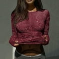 thumbnail image 1 of Nmnitkp Women's Mesh Tops Shirts Long Sleeve Bodycon Sheer Blouse Clubwear Wine,S, 1 of 3