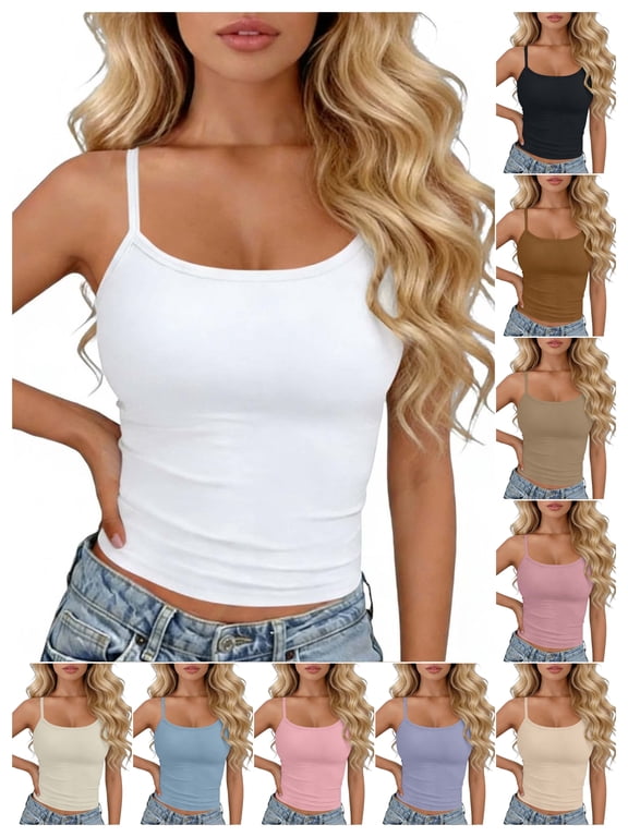 Women's Modal Spaghetti Strap Tank Tops, Solid Color Square Neck Sleeveless Cami, Breathable Lightweight Layering Tops for Spring Summer Daily & Lounge Wear White,Free Size