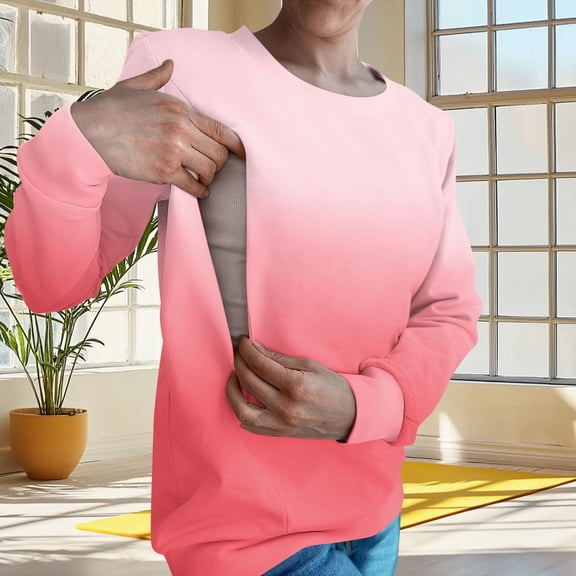 Nmnitkp Women's Nursing Sweatshirt Long Sleeves Breastfeeding Maternity Tops Casual Clothes Pink,M
