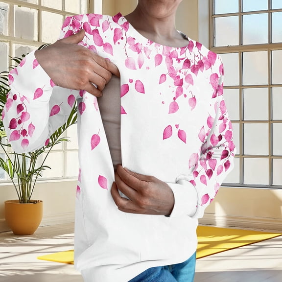 Nmnitkp Women's Nursing Tops Crew Neck Long Sleeve Breastfeeding Shirt,Nursing Sweatshirt Purple,XL