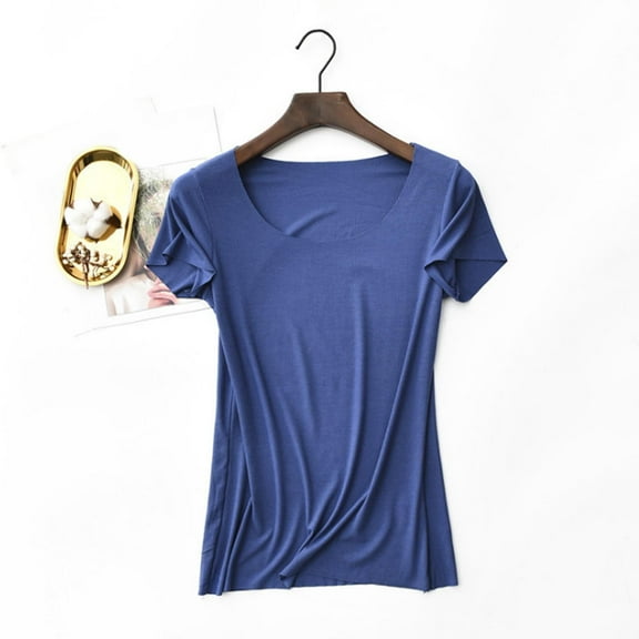 Nmnitkp Women's Pajamas Skin-Friendly Women's Tops Solid Color Short Sleeved Base Shirt Thin T-shirt Pajamas Top Short Sleeved Pajamas