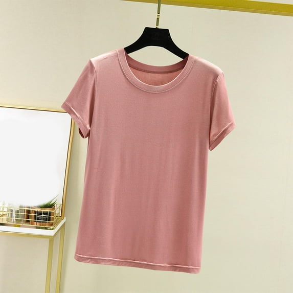 Nmnitkp Women's Pajamas,Women's Tops Soft and Comfortable Solid Color Short Sleeved Base Shirt Thin T-shirt Pajamas Top Short Sleeved Pajamas