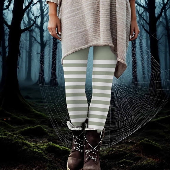 Nmnitkp Women's Pants Halloween Costume Print Stretchy Leggings Mint Green,2XL