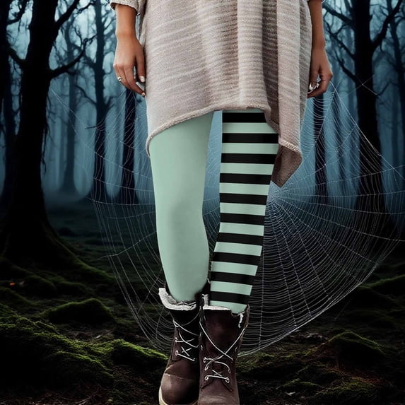 Nmnitkp Women's Pants Halloween Striped Print Leggings Sports Fitness Pants Casual Tight Fitting Tight Peach Hip Yoga Pants Stretch Pants Multicolor,2XL