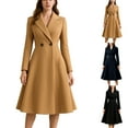 thumbnail image 1 of Nmnitkp Women's Pea Coat Double Breasted A Line Long Trench Coat Winter Dress Coat with Pockets Khaki,L, 1 of 6
