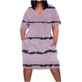 thumbnail image 1 of Nmnitkp Women's Plus Size 2025 Casual Summer Dresses - Spring V-Neck Short Sleeve Knee-Length Beach Dress with Pockets, 1 of 4