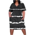 thumbnail image 1 of Nmnitkp Women's Plus Size 2025 Casual Summer Dresses - Spring V-Neck Short Sleeve Knee-Length Beach Dress with Pockets, 1 of 4