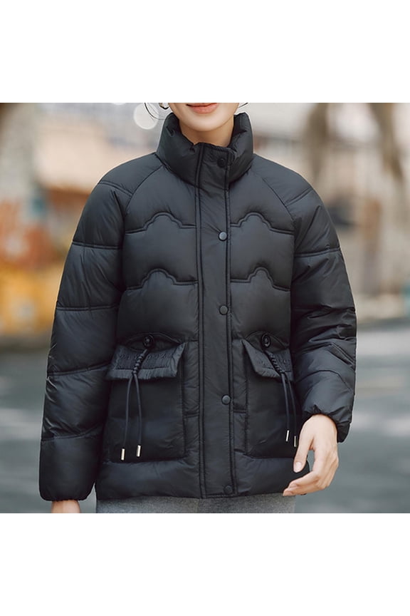 Women's Puffer Jackets Quilted Packable Puffy Coats Lightweight Winter Warm Zip Up Down Jacket Stand Collar Black,3XL