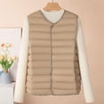 thumbnail image 1 of Nmnitkp Women's Puffer Vest Lightweight Stand Collar Zip Pockets Puffy Vests Sleeveless Quilted Padded Outerwear Khaki,XL, 1 of 4