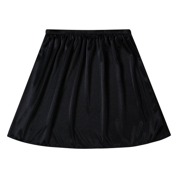 Nmnitkp Women's Satin Half Slip Skirt, Anti-Static & Anti-See-Through Underskirt, Comfortable Short Liner for Dresses & SkirtsBlack,Free Size