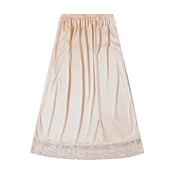 Nmnitkp Women's Satin Half Slip Skirt, Anti-Static & Anti-See-Through Underskirt, Comfortable Short Liner for Dresses & SkirtsKhaki