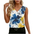 thumbnail image 1 of Nmnitkp Women's Satin V Neck Sleeveless Tank Tops, Watercolor Leaf Print Casual Blouses, Loose Fit Summer Tops for Daily Commute & Office Layering White,XL, 1 of 7