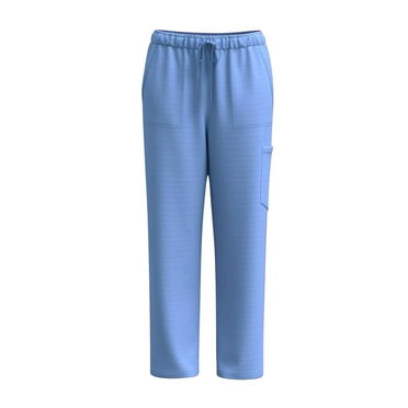 Nmnitkp Women's Scrub Pants with Pocket-On Elastic WAIS Drawstring Cargo Pants-Soft Stretch Jogger Scrubs Bottoms for Nurse Sky Blue,S