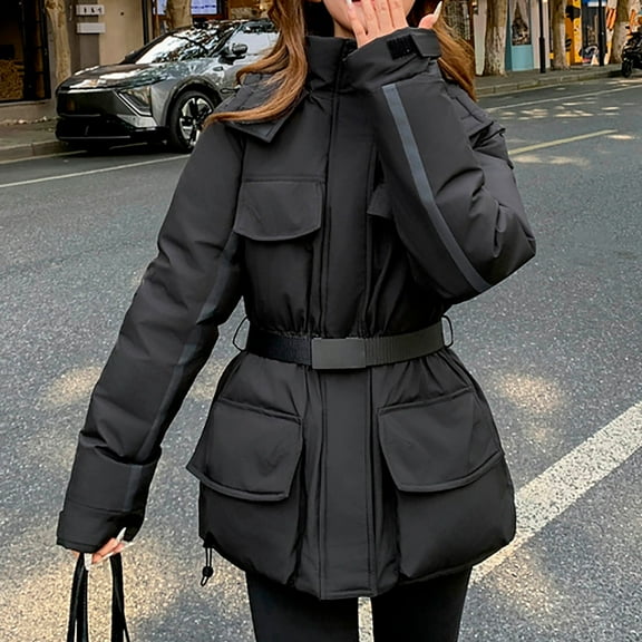 Nmnitkp Women's Ski Jacket Warm Winter Coat Hooded Snowboarding Jackets Waterproof Mountain Windbreaker for Hiking Traval Black,M